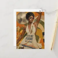A Gorgeous Woman in a Flour Dress Disco Party Postcard
