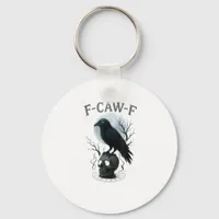 Gothic Crow F-Caw-F Raven Skull Moon Halloween Keychain