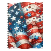 Red, White and Blue Patriotic Abstract US Flag  Notebook