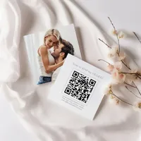 Modern QR Code Photo on reverse RSVP Enclosure Card