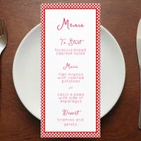 "That's Amore" Italian Red Checkered Print Rustic  Menu