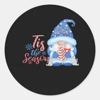 Gnome Tis The Season  Classic Round Sticker