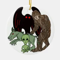Cryptid Big foot, Chupacabra, Mothman, Alien Ceramic Ornament