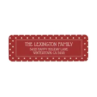 Modern Classic Rustic Red Ivory Dots Holiday Label