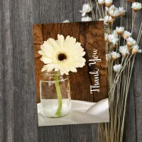 Mason Jar and White Daisy Barn Wedding Thank You