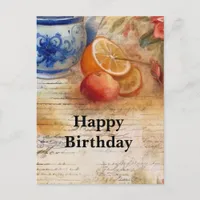 Oranges Vintage Handwriting Birthday Collage Postcard