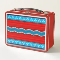 Southwest River Canyon Geometric Red Turquoise Metal Lunch Box