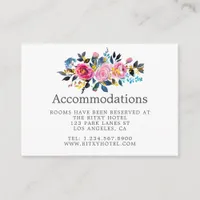Trendy Watercolor Floral Wedding Accommodations Enclosure Card