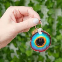 Ethereal Cosmic Eye Monogram Vibrant Abstract Art Keychain