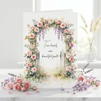 Watercolor Pink Floral Arch Wedding Congratulation Card