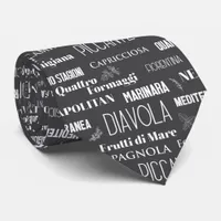 Pizza Lover Typographic Italian Chef Black Neck Tie