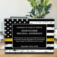 Dispatcher Retirement Years Service Thin Gold Line Acrylic Award
