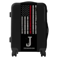 Personalized Thin Red Line Firefighter Luggage