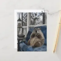 Funny Groundhog on the Couch  Postcard