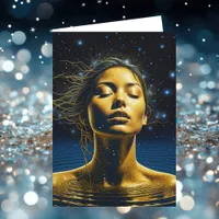 Spiritual Woman in Water under the Stars Card