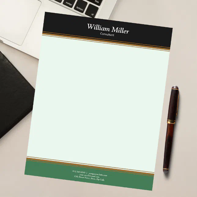 Modern Minimalist Black Green Stripes Notepad