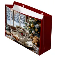 Warm Coffee and Gingerbread Cookies Christmas Large Gift Bag