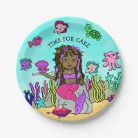 Pretty Pesonalized Pink Purple  Mermaid Birthday Paper Plates