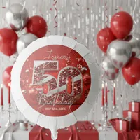 Red and Silver Glitter Sparkling 50th Birthday  Balloon