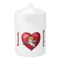 Cupid on Red Heart Teapot