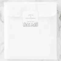 Midern Grey Florals Wedding Thank You Square Sticker