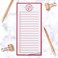 Modern Red Monogram Name To Do List Magnetic Notepad