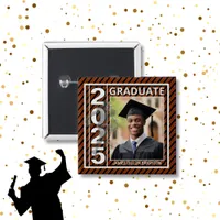 Orange Photo Football Graduation Button