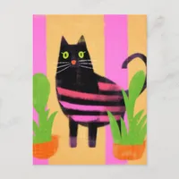 Cat With Pink Stripes AI generated art Postcard