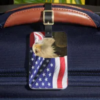 American Bald Eagle and Flag Luggage Tag