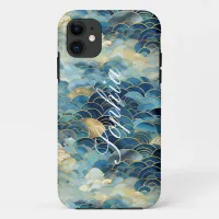 Blue Gold Sky Clouds iPhone 11 Case