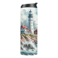 Coastal Beach Lighthouse Thermal Tumbler