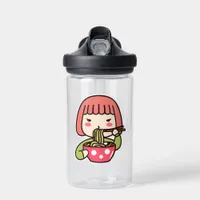 Personalized Kawaii Girl eating Ramen  Water Bottle