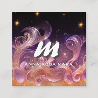 *~* QR Sky Night Stars ETHEREAL WAVES AP93 Square Business Card