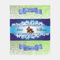 Marvelous Whimsical  Blue Teddy Bear Personalize Fleece Blanket