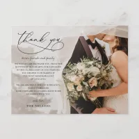 Simple Script Handwritten Photo Wedding Thank You  Postcard