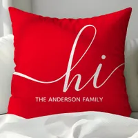 Personalized Red Script Hi Throw Pillow