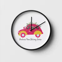 Cute Pink Floral Car Large Clock