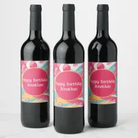 Colorful Abstract Personalized Wine Label