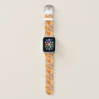 Palm Leaf Pattern Tropical Orange and White Apple Watch Band