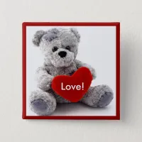 Grey Bear With Heart Button