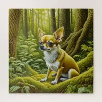 Cute Little Chihuahua Sitting in the Woods Jigsaw Puzzle