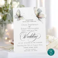 Elegant Abstract Ink Pastel Butterflies  Invitation