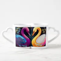 Two Yellow & Blue Swans side by side Coffee Mug Set