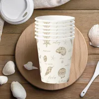 Shells Starfish Sun Fun Text Sandstone ID918  Paper Cups