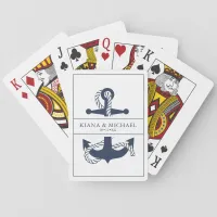 Blue Wave Anchor Wedding V2 Navy/Wht ID836 Poker Cards