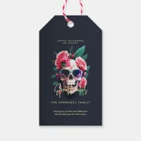 Floral Skull Faboolous Spooktacular Family Name  Gift Tags