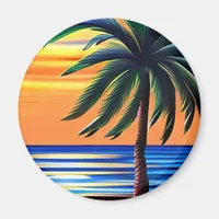 Pretty Tropical Palm Tree blowing in the Wind Magnet