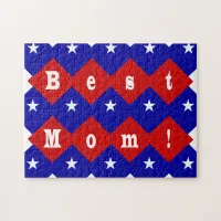 Best Mom in Patriotic Diamond Shape Jigsaw Puzzle