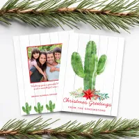 Budget Rustic Christmas Cactus Wood Holiday Photo