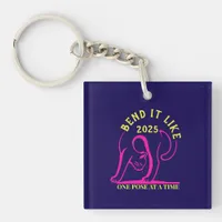 Customizable "Bend It Like 2025" Yoga Cat Keychain